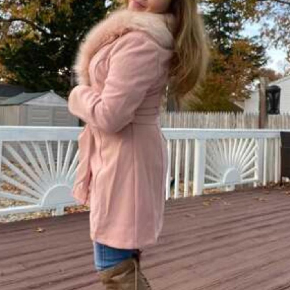Classic Contemporary business Chic Pink Trench Coa - Picture 7 of 12
